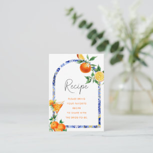Spritz Mediterranean Arch Bridal Shower Recipe Enclosure Card