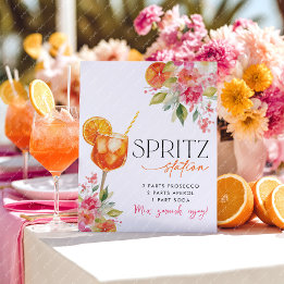 Spritz Station Pedestal Sign Citrus Bridal Shower