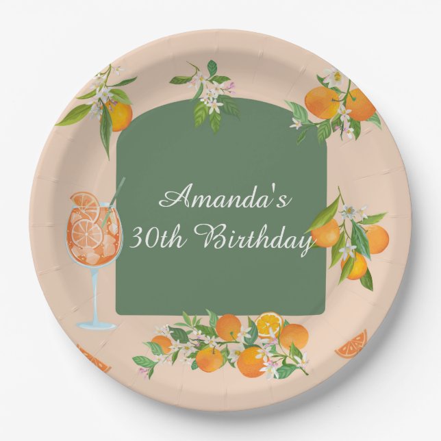 Spritz Summer Birthday Paper Plate (Front)