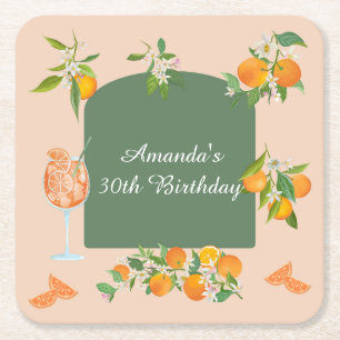 Spritz Summer Birthday Square Paper Coaster
