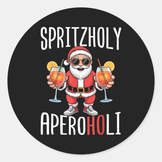 Spritzholy Aperoholi - Santa Aperitif Funny Spritz Classic Round Sticker (Front)