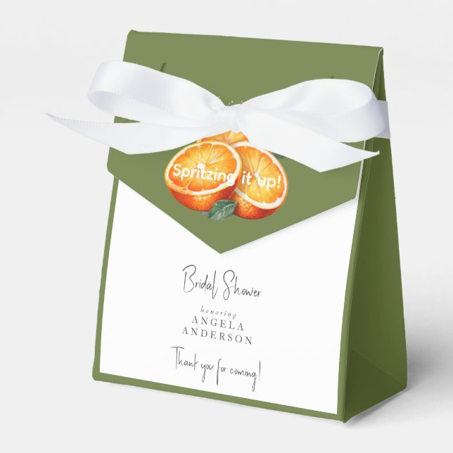 Spritzing it Up! Oranges Shower  Favour Box (Front Side)