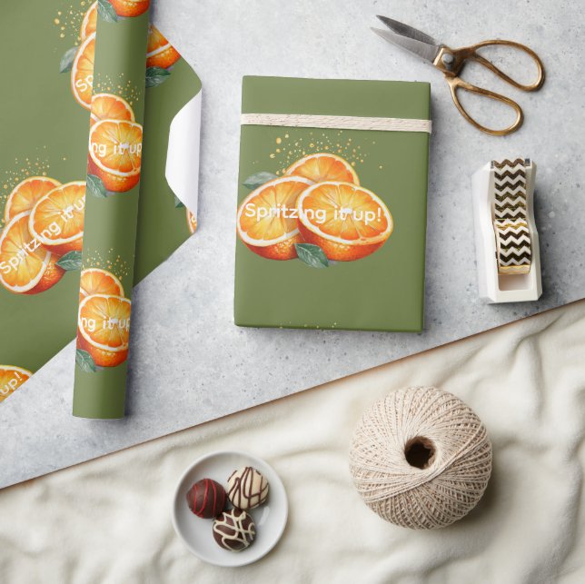 Spritzing it Up! Oranges Shower  Wrapping Paper (Crafts)