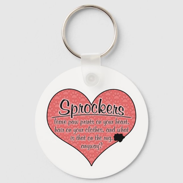 Sprocker Paw Prints Dog Humour Key Ring (Front)