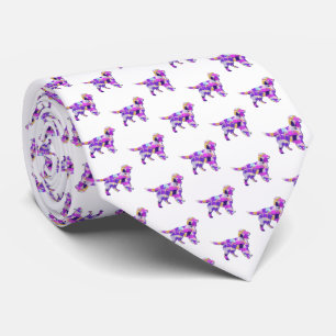 Sprocker Spaniel Dog Silhouette Cute Purple White  Tie