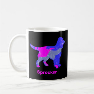 Sprocker Spaniel Dog Silhouette Hot Pink Black Coffee Mug