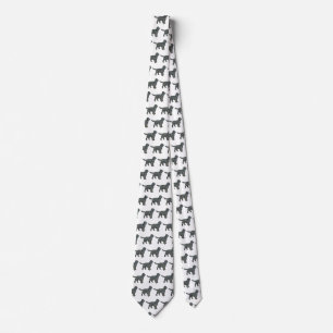 Sprocker Spaniel Dog Yellow & Black Grid White Tie