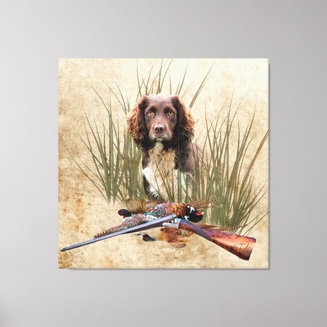 Sprocker Spaniel Tapestry Poster Triptych Acrylic  Canvas Print (Front)