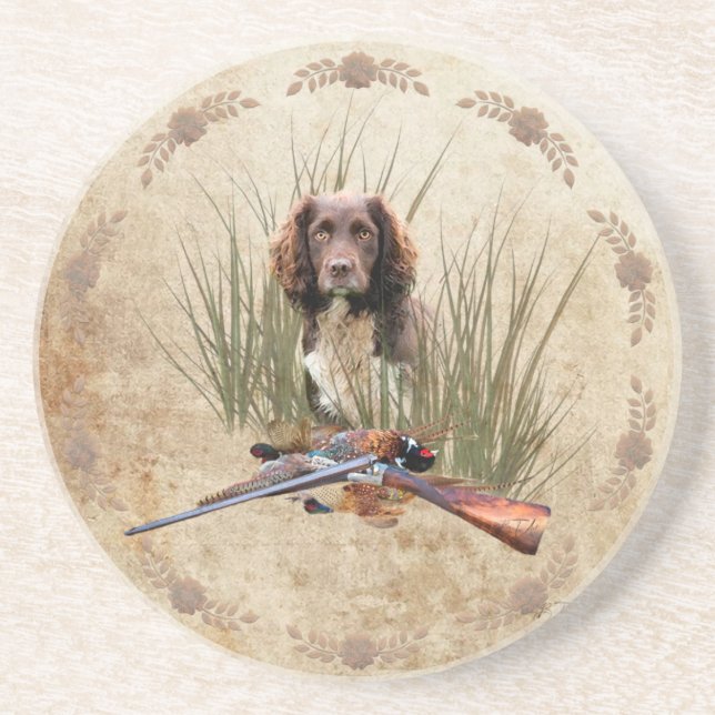 Sprocker Spaniel Tapestry Poster Triptych Acrylic  Coaster (Front)