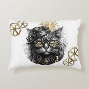 Sprocket-Paws The Funky Steampunk Cat Decorative Cushion