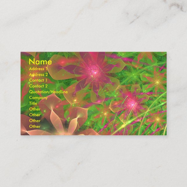 Sproingy Spring Flowers Fractal Art Business Card (Front)