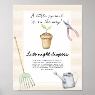 Sprout baby shower - Late night diapers game Poster