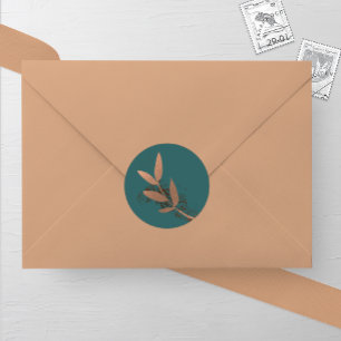 Spruce and Bronze Fall Leaf Wedding Round Sticker