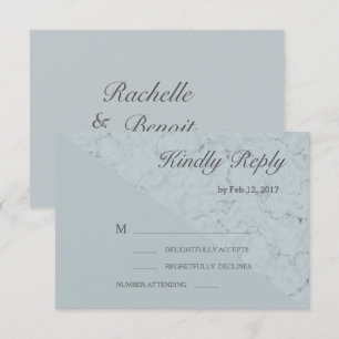 Spruce blue grey marble effect modern wedding rsvp invitation