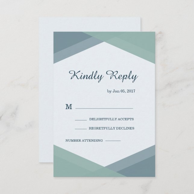 Spruce Blue Mint Geometric Modern Wedding RSVP Invitation (Front/Back)