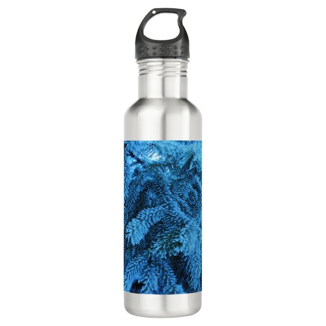 Spruce branches covered with snow & frost crystals 710 ml water bottle (Front)