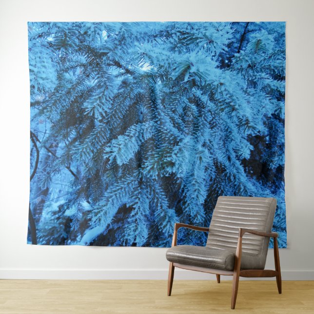 Spruce branches covered with snow & frost crystals tapestry (In Situ (Horizontal))