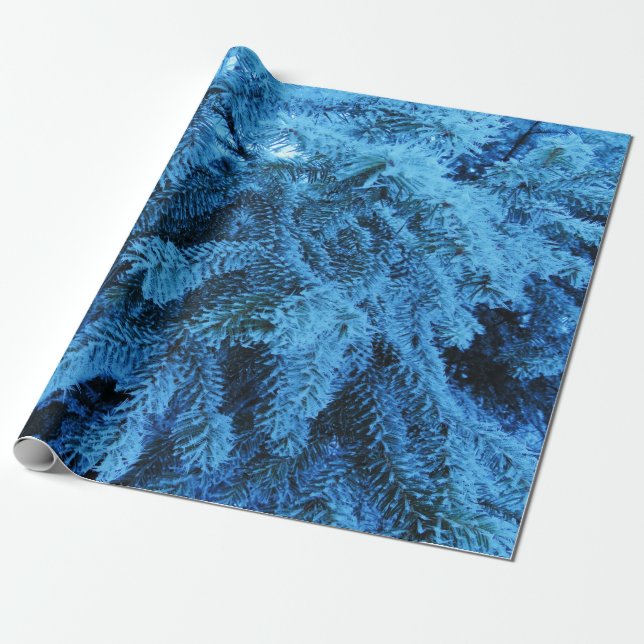 Spruce branches covered with snow & frost crystals wrapping paper (Unrolled)
