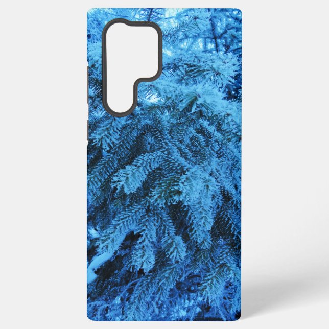 Spruce branches covered with snow & frost   samsung galaxy s22 ultra case (Back)
