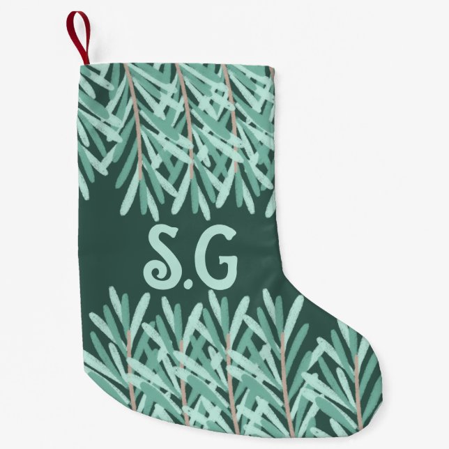 Spruce fir tree leaves Green Christmas Stocking (Front)