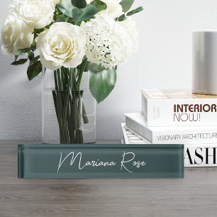 Spruce Green Elegant Handwritten Script Nameplate