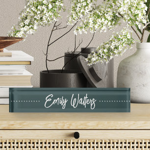 Spruce Green Sketched Cursive Script Nameplate