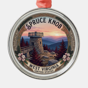 Spruce Knob Summit Observation Tower Riverton Gift Metal Tree Decoration