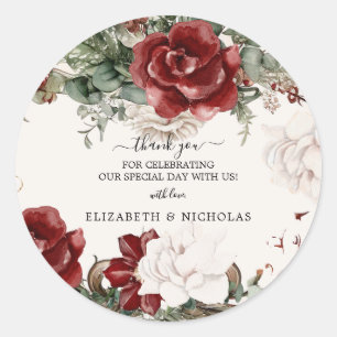 Spruce & Lace   Winter Florals Wedding Classic Round Sticker