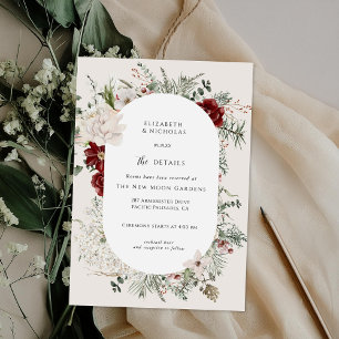 Spruce & Lace Winter Florals Wedding Details Enclosure Card