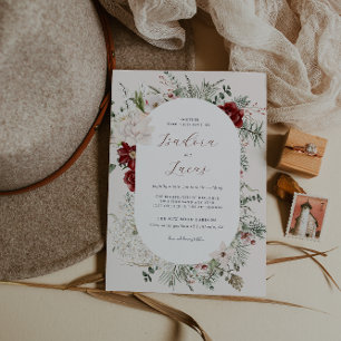 Spruce & Lace   Winter Florals Wedding Invitation