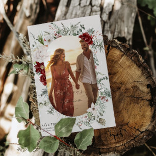Spruce & Lace   Winter Florals Wedding Photo Save The Date