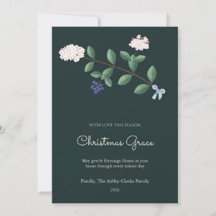 Spruce Laurustinus Sprig Family Christmas Card