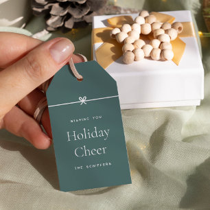 Spruce Modern Bow Simple Minimal Holiday Cheer Gift Tags