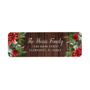 Spruce Pinecone and Poinsettia on Wood