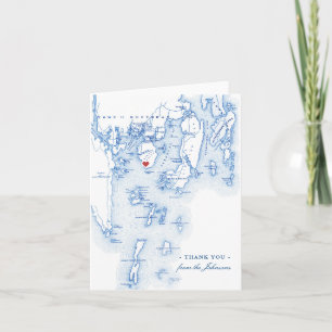 Spruce Point Inn Boothbay Harbour Map Wedding Thank You Card
