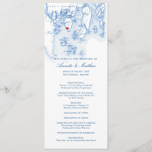 Spruce Point Inn Maine Elegant Navy Blue Wedding Programme
