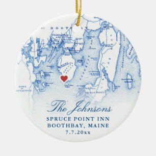 Spruce Point Inn Maine Newlywed First Christmas  Ceramic Tree Decoration