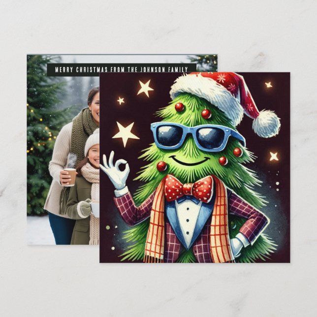 Spruced up happy Christmas tree  Holiday Card (Front/Back)