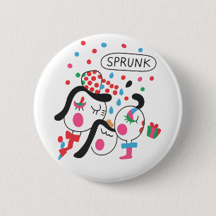 SPRUNK Colourful Cartoon Party Characters Art Prin 6 Cm Round Badge