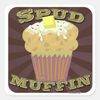 Spud Muffin Baked Potato Cartoon Design  Square Sticker