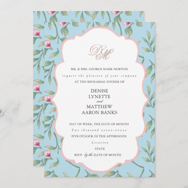 Spun Sugar and Gossamer Pink Invitation (Front/Back)