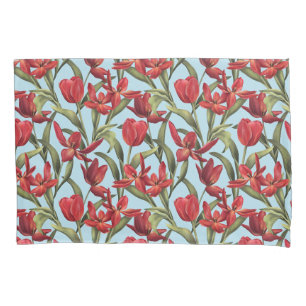Spun Sugar background with Red Tulips Pillowcase