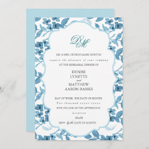 Spun Sugar & Skydiver Blue Wedding Rehearsal Invitation