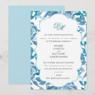 Spun Sugar & Skydiver Blue Wedding Rehearsal Invitation