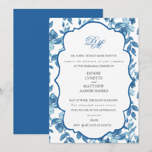 Spun Sugar & Skydiver Blue Wedding Rehearsal Invitation