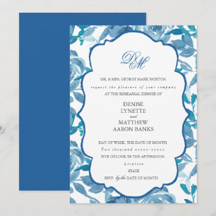 Spun Sugar & Skydiver Blue Wedding Rehearsal Invitation