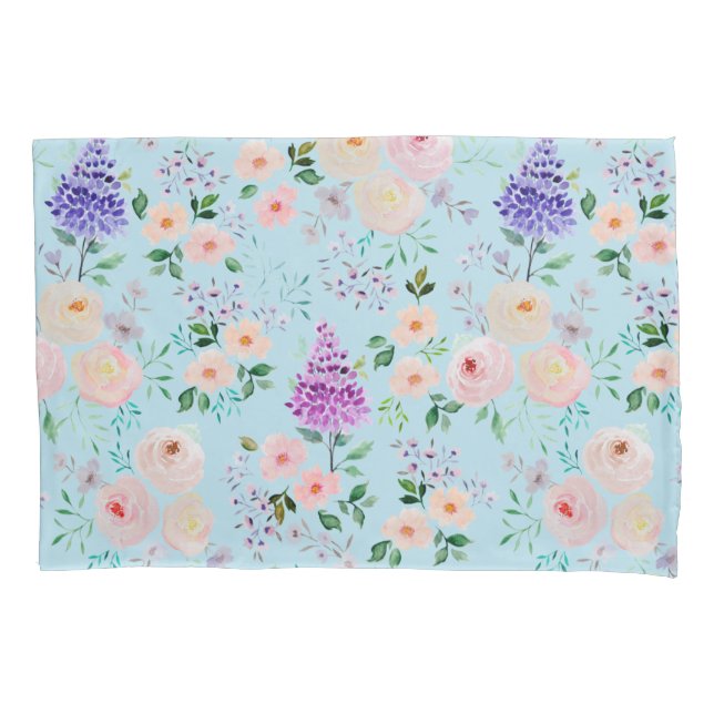 Spun Sugar Watercolor Floral Pillowcase (Front)