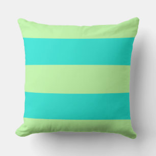 Spunky Aqua Blue and Lime Green Stripes Cushion