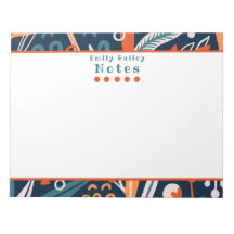 Spunky Blue & Orange Personalised Notepad