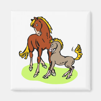 Spunky Mare Foal Cute Cartoon Horse Theme Equine Magnet